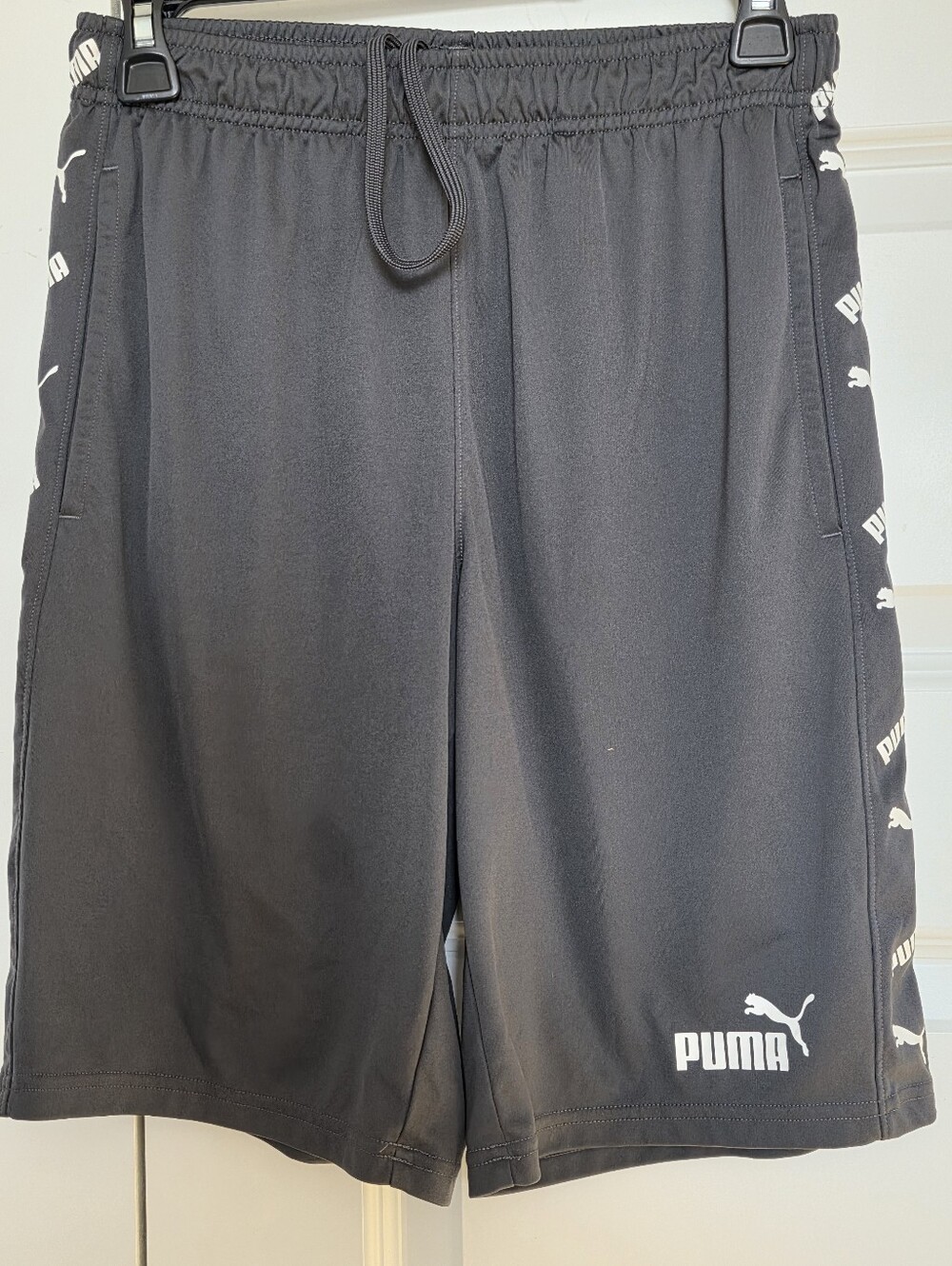 Puma Black Athletic Shorts with Side Logo Tape